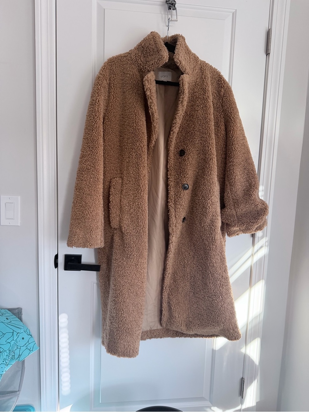 LOFT Plush Teddy Coat in Camel Brown